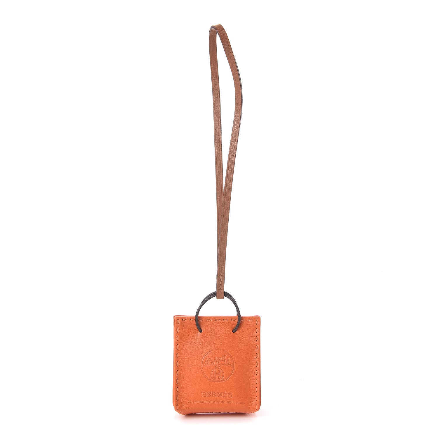 Hermes Milo Lambskin Swift Shopping Bag Charm Feu Gold 1 of 4