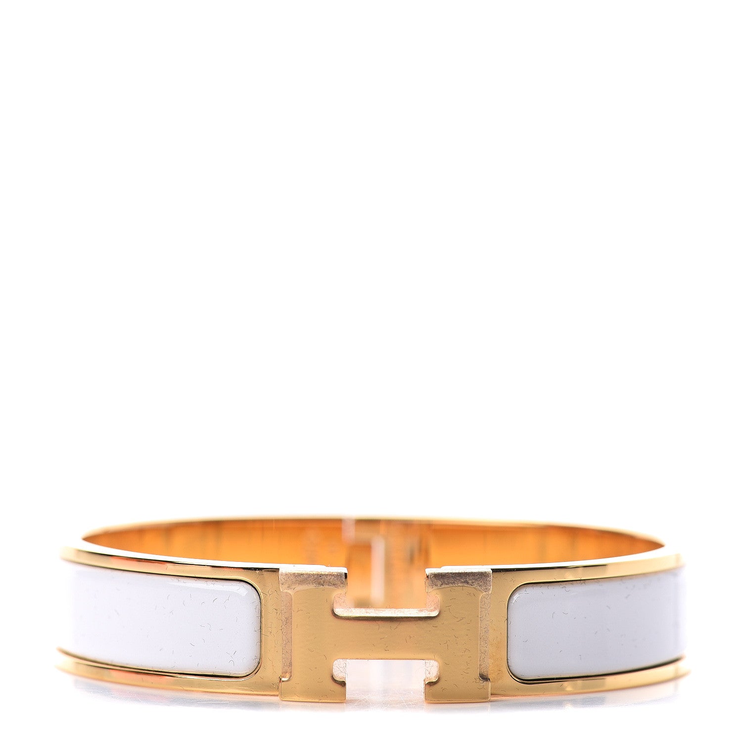 Hermes Enamel Narrow Clic Clac H Bracelet PM White 1 of 3