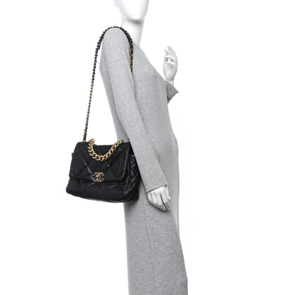 Chanel Shiny Goatskin Quilted Large Chanel 19 Flap Black 2 of 11