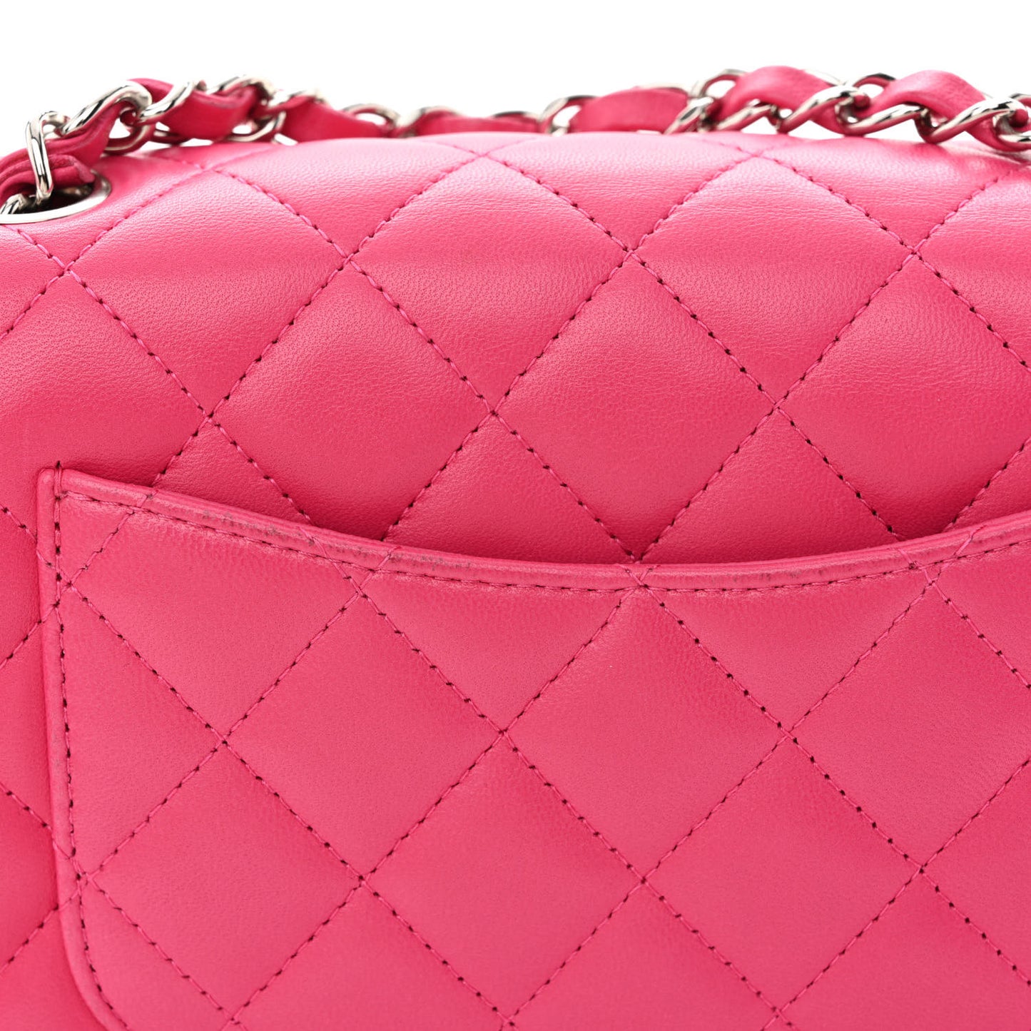 Lambskin Quilted Mini Rectangular Flap Fuchsia