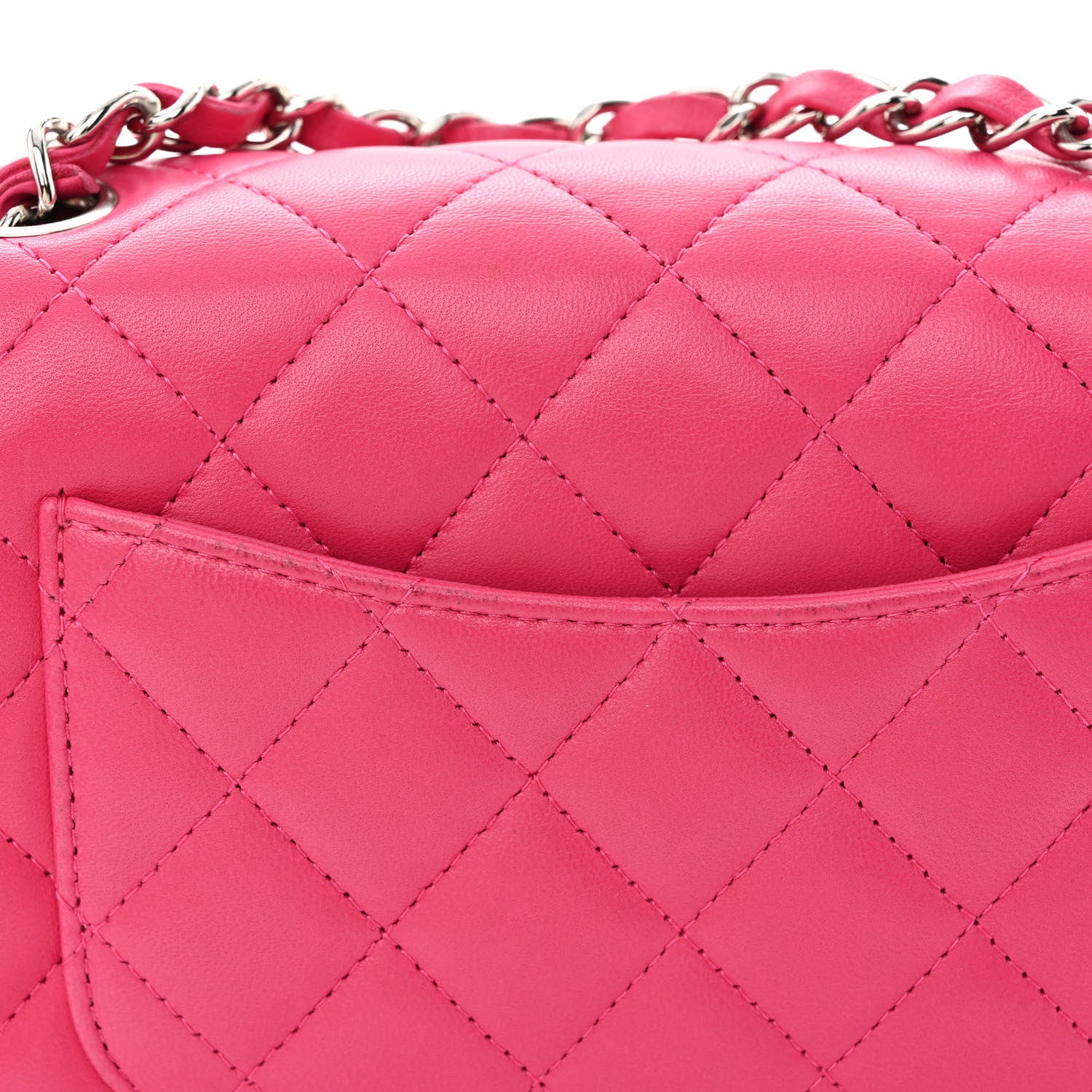 Chanel Lambskin Quilted Mini Rectangular Flap Fuchsia 11 of 11