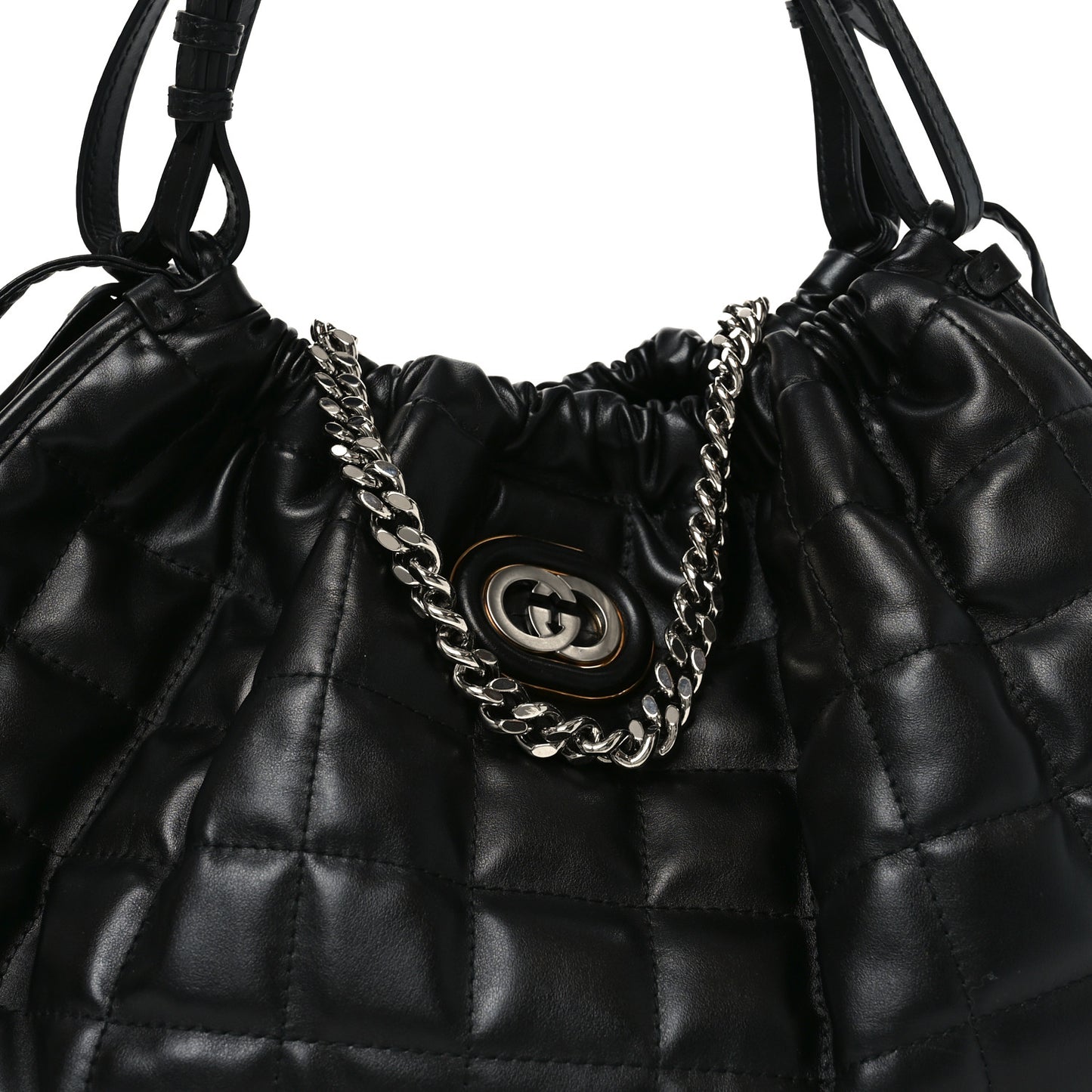 Calfskin Quilted Medium Deco Tote Bag Black