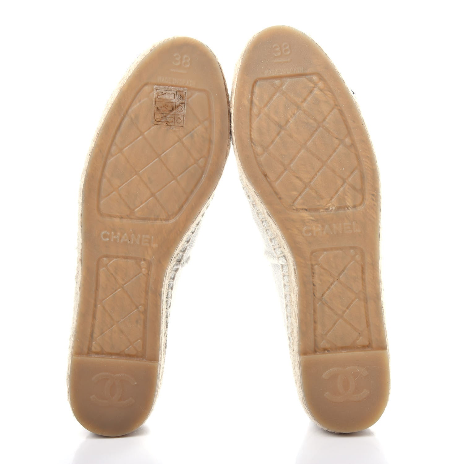 Chanel Linen CC Espadrilles 38 Beige Black 6 of 12