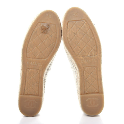 Chanel Linen CC Espadrilles 38 Beige Black 6 of 12