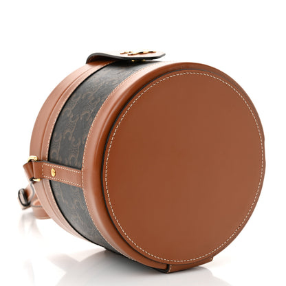 Celine Calfskin Triomphe Canvas Medium Tambour Bag Tan 4 of 12