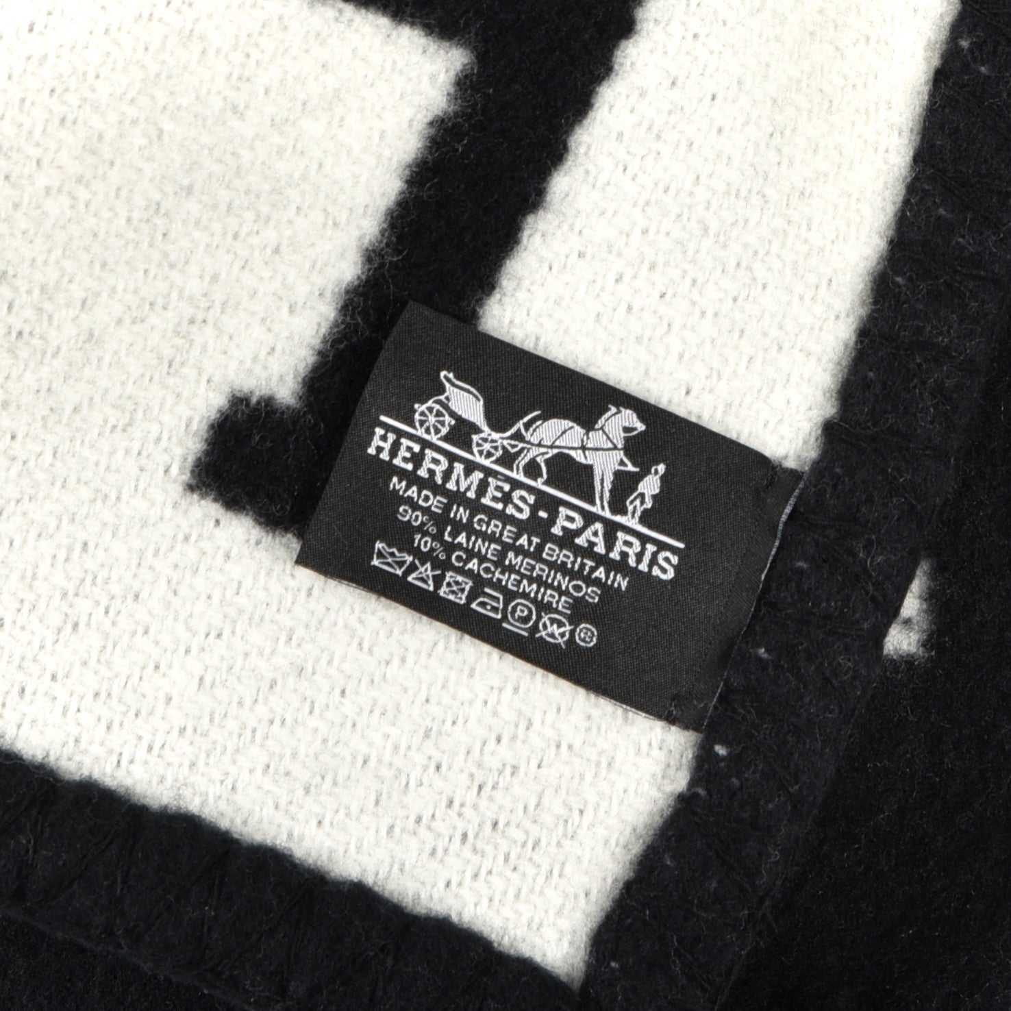Hermes Wool Cashmere Avalon Blanket Ecru Black 3 of 3
