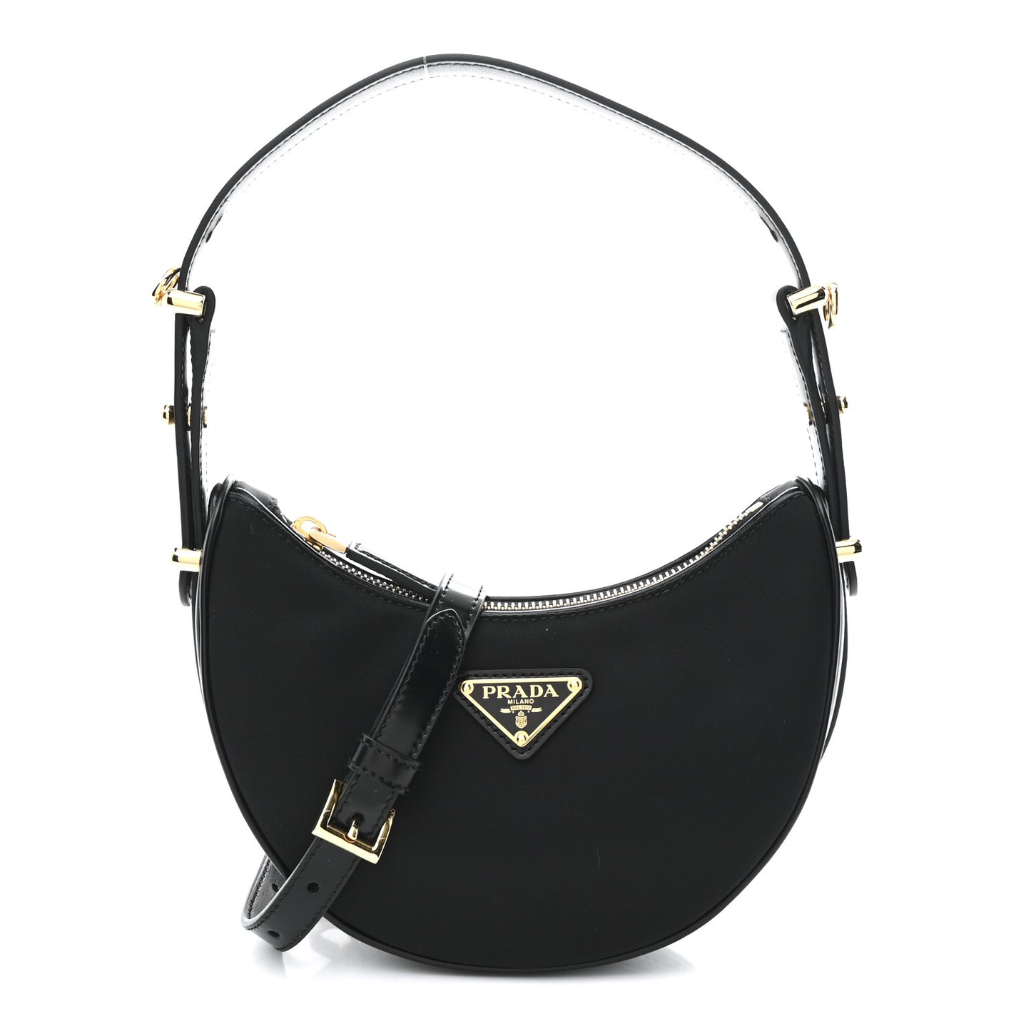 Re-Nylon Spazzolato Mini Arque Shoulder Bag Black