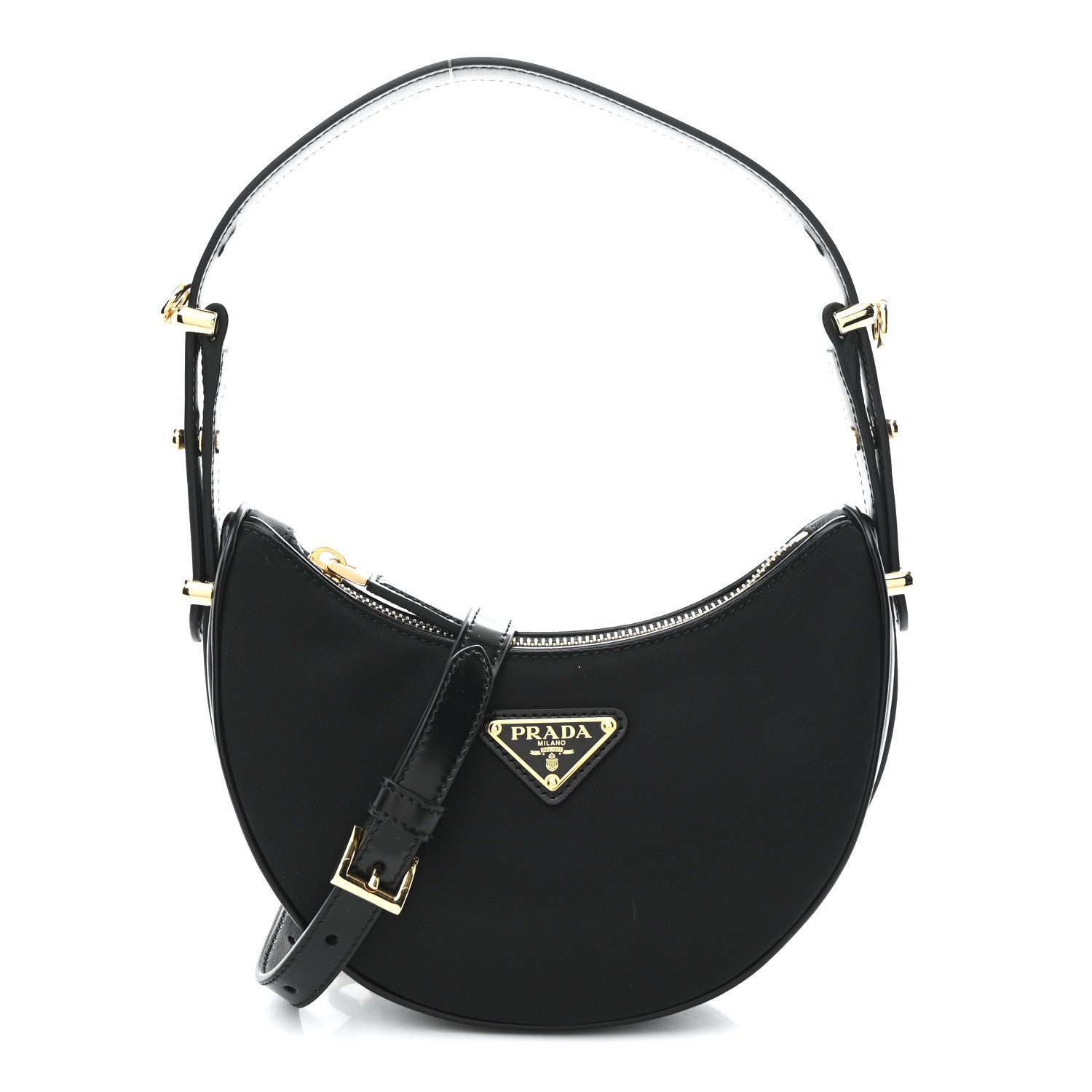 Prada Re-Nylon Spazzolato Mini Arque Shoulder Bag Black 1 of 10