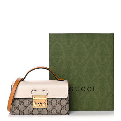 Gucci GG Supreme Monogram New Sakai Calfskin Mini Padlock Top Handle Shoulder Bag Beige Ebony Mystic White Sun Oil 12 of 12