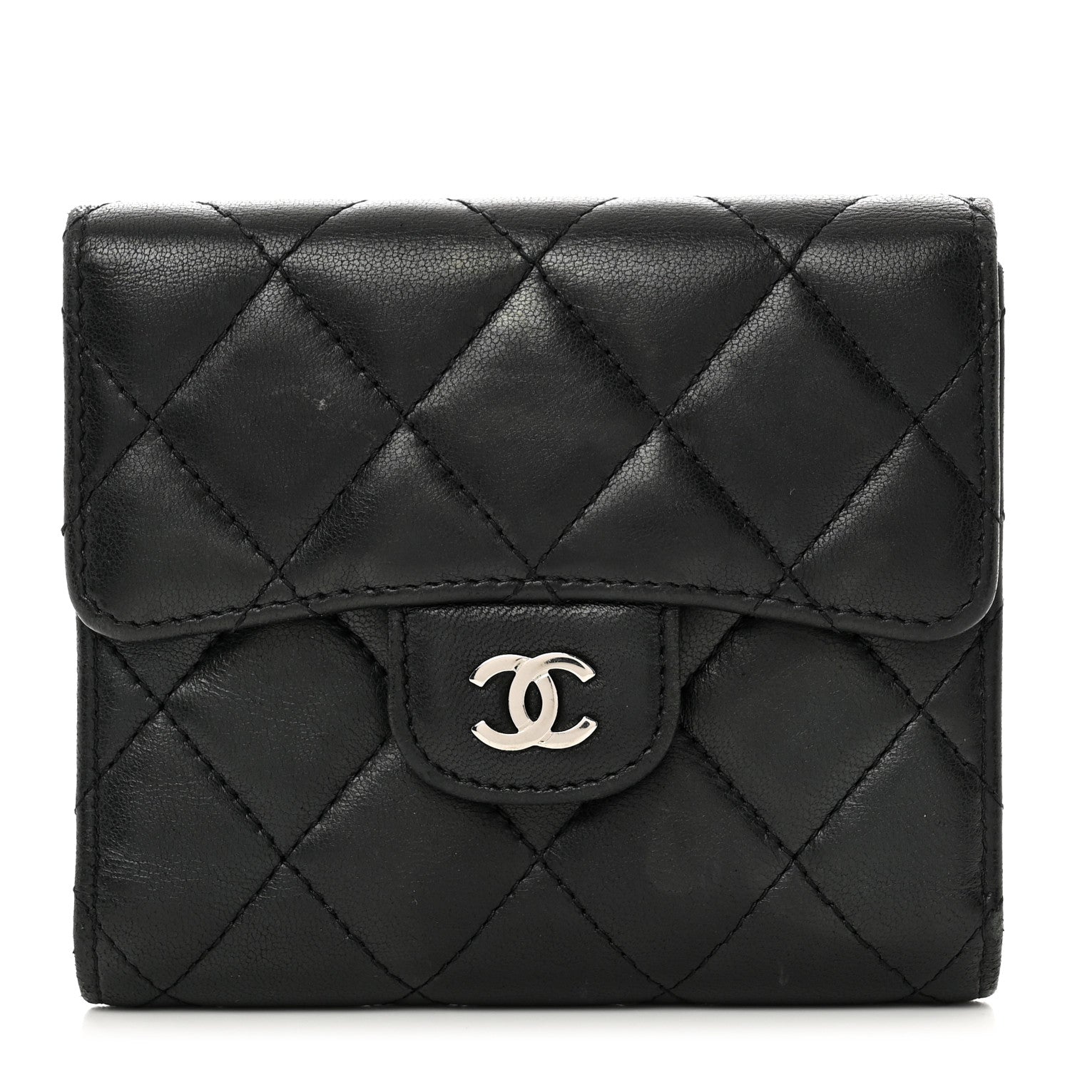 Chanel Lambskin Quilted Small Compact Wallet Black 1 of 9