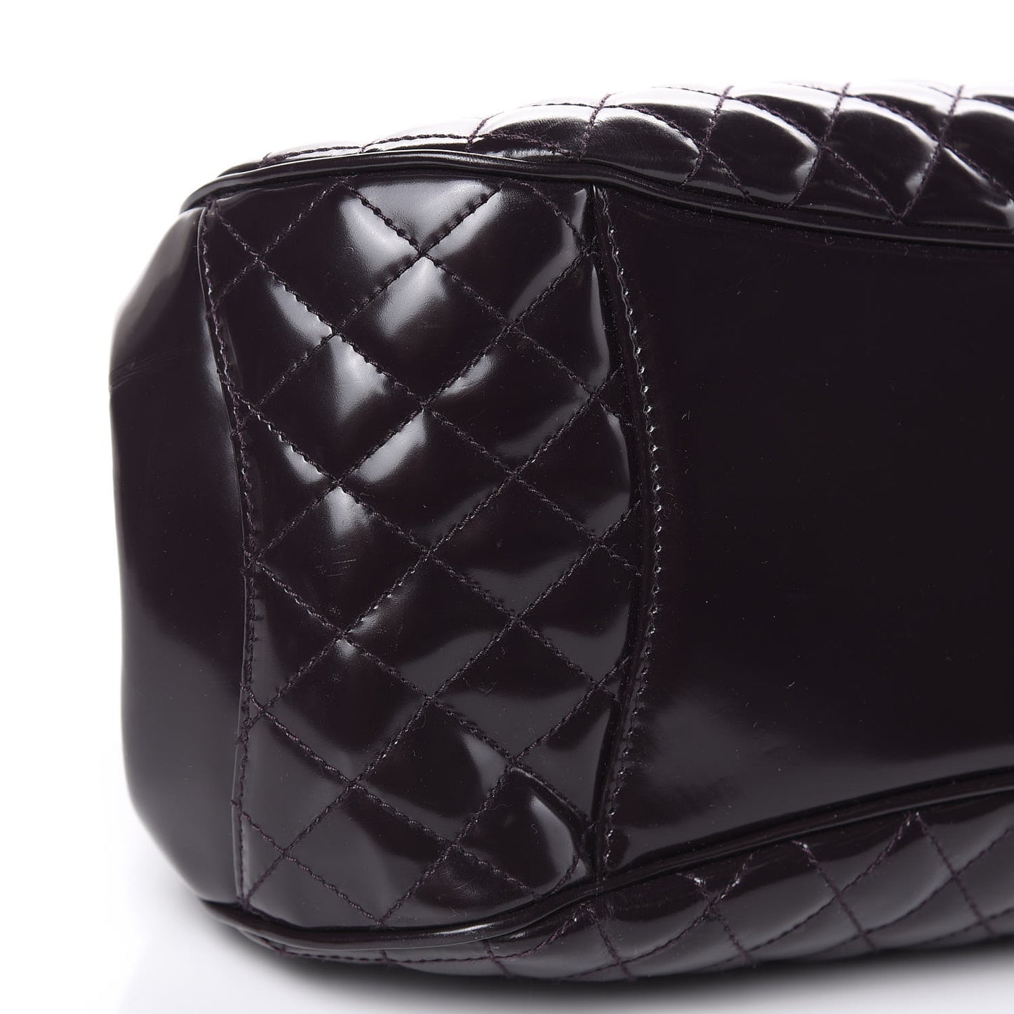 Glazed Calfskin Quilted Small Mademoiselle Frame Bag Purple