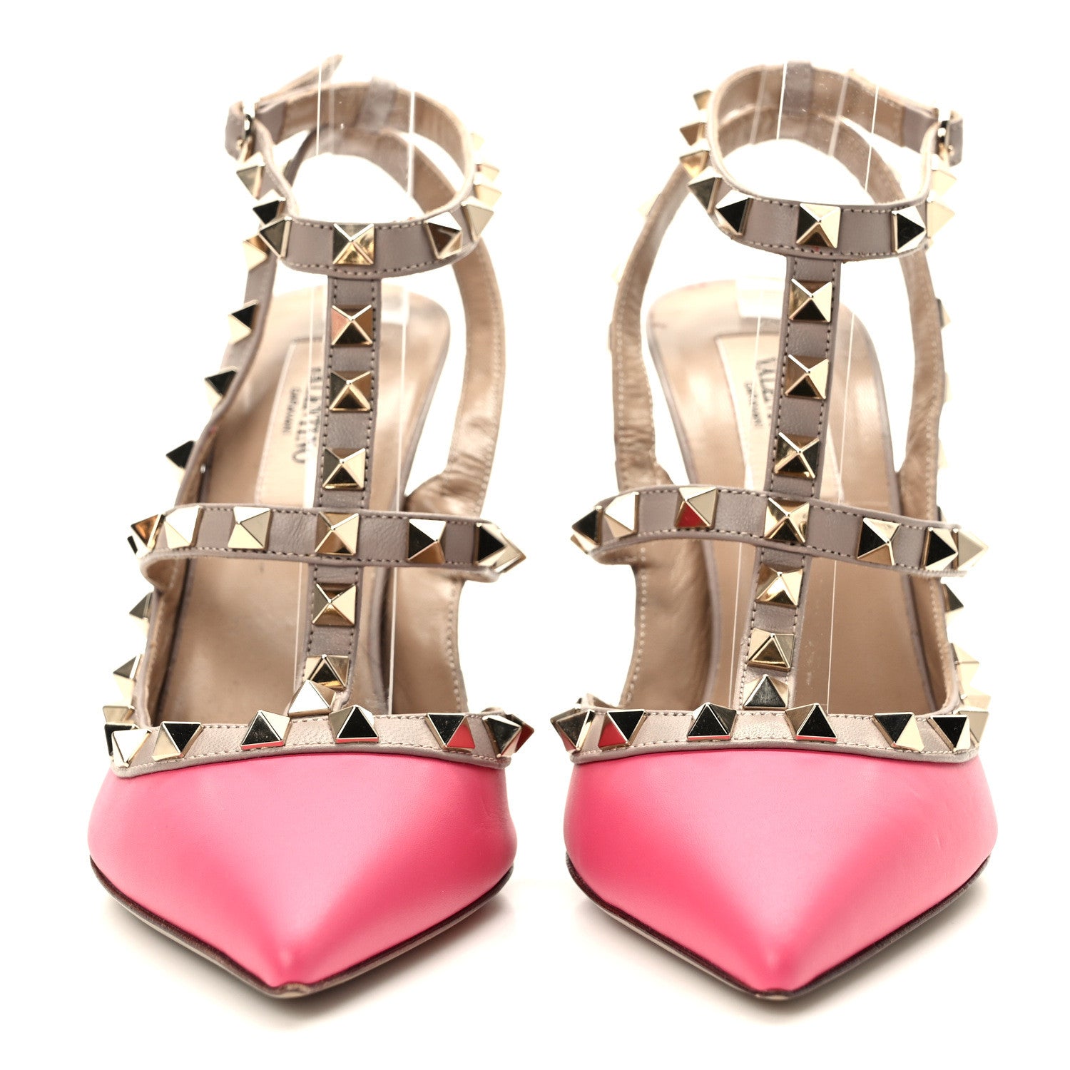 Valentino Garavani Calfskin Nappa Rockstud Ankle Strap 100mm Pumps 37 Shadow Pink Poudre 2 of 10