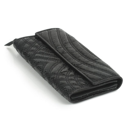 Bottega Veneta Ayers Snakeskin Continental Wallet Nero 5 of 9