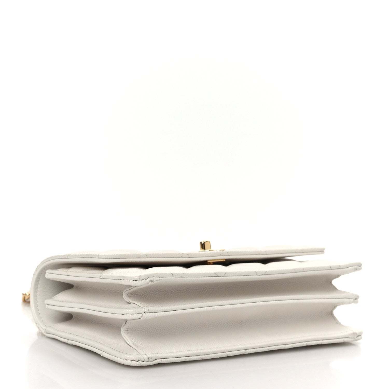 Chanel Shiny Caviar Quilted Flap Charm Wallet On Chain WOC White 4 of 9