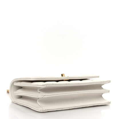 Chanel Shiny Caviar Quilted Flap Charm Wallet On Chain WOC White 4 of 9