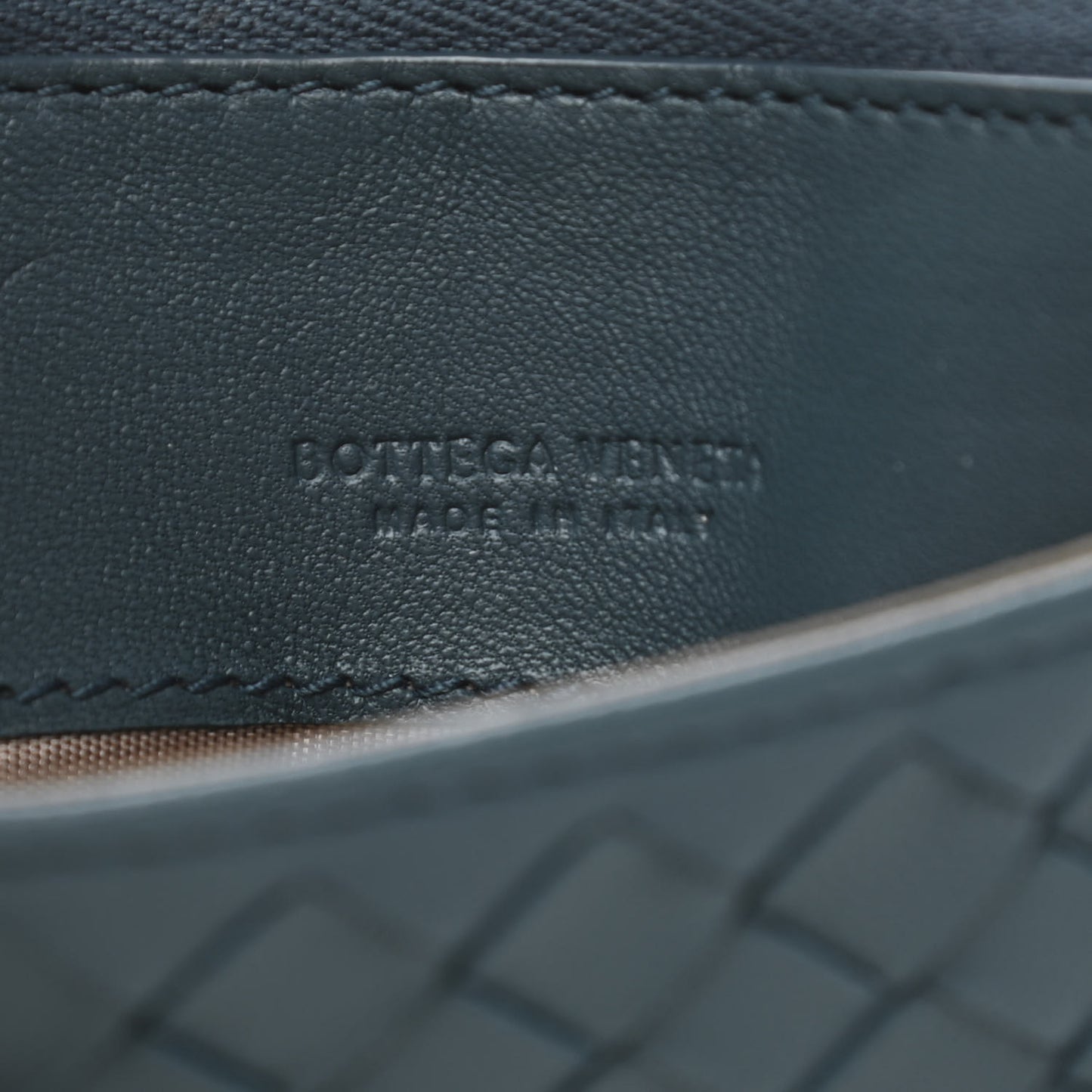 Nappa Intrecciato Zip Card Case Denim