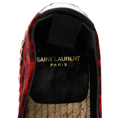 Saint Laurent Canvas Leopard Print Espadrilles 37 Red Black 7 of 9