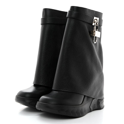 Givenchy Grained Calfskin Shark Lock Biker Ankle Boots 41 Black 3 of 7