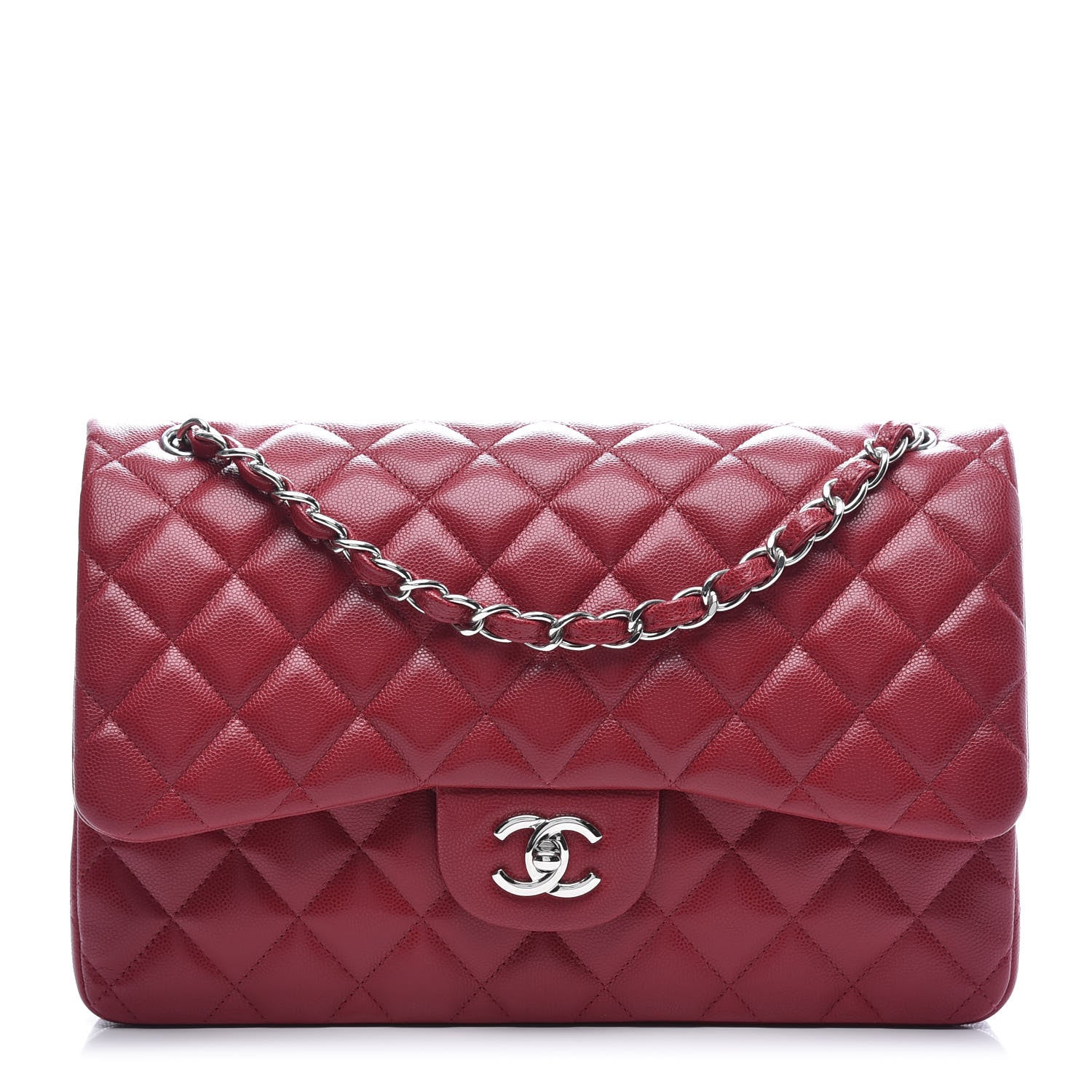 Chanel Caviar Quilted Jumbo Double Flap Red 1 of 10