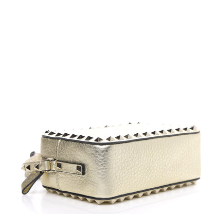 Valentino Garavani Metallic Pebbled Calfskin Rockstud Camera Crossbody Bag Platino 4 of 9