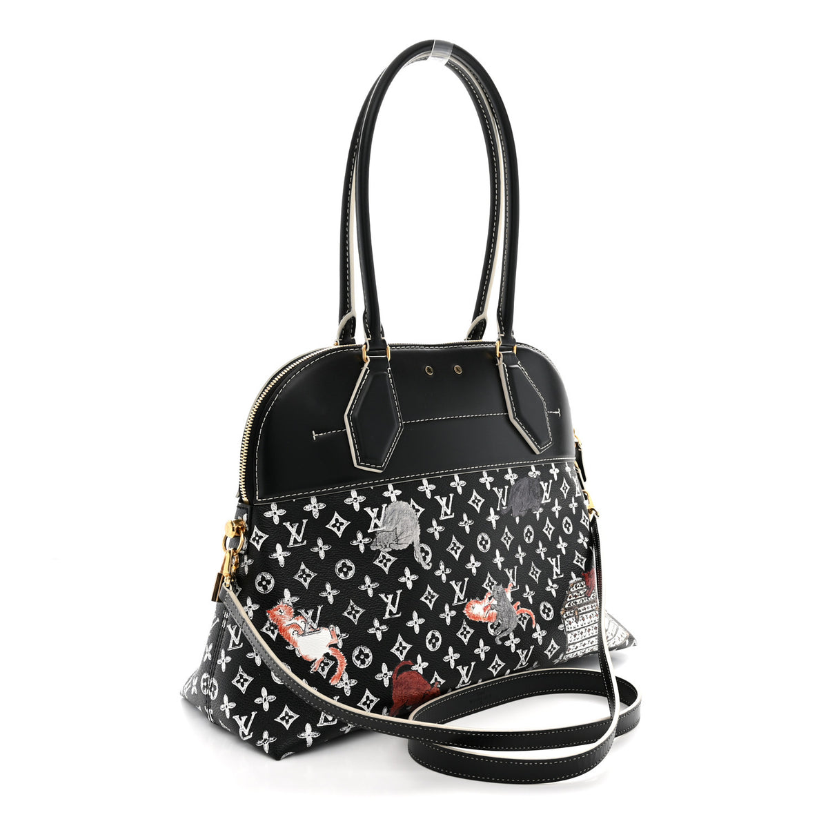 Louis Vuitton Calfskin Catogram Alma Souple MM Black 3 of 10