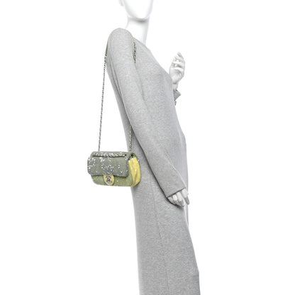 Chanel Sequin Waterfall Flap  Green Light Green Yellow 2 of 11