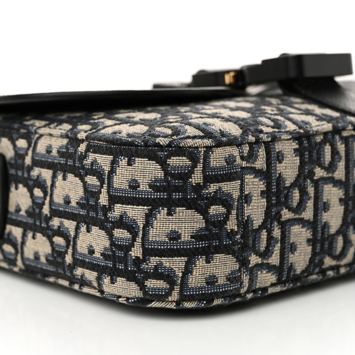 Christian Dior Oblique Jacquard Grained Calfskin Small Saddle Messenger Bag Beige Black 9 of 11