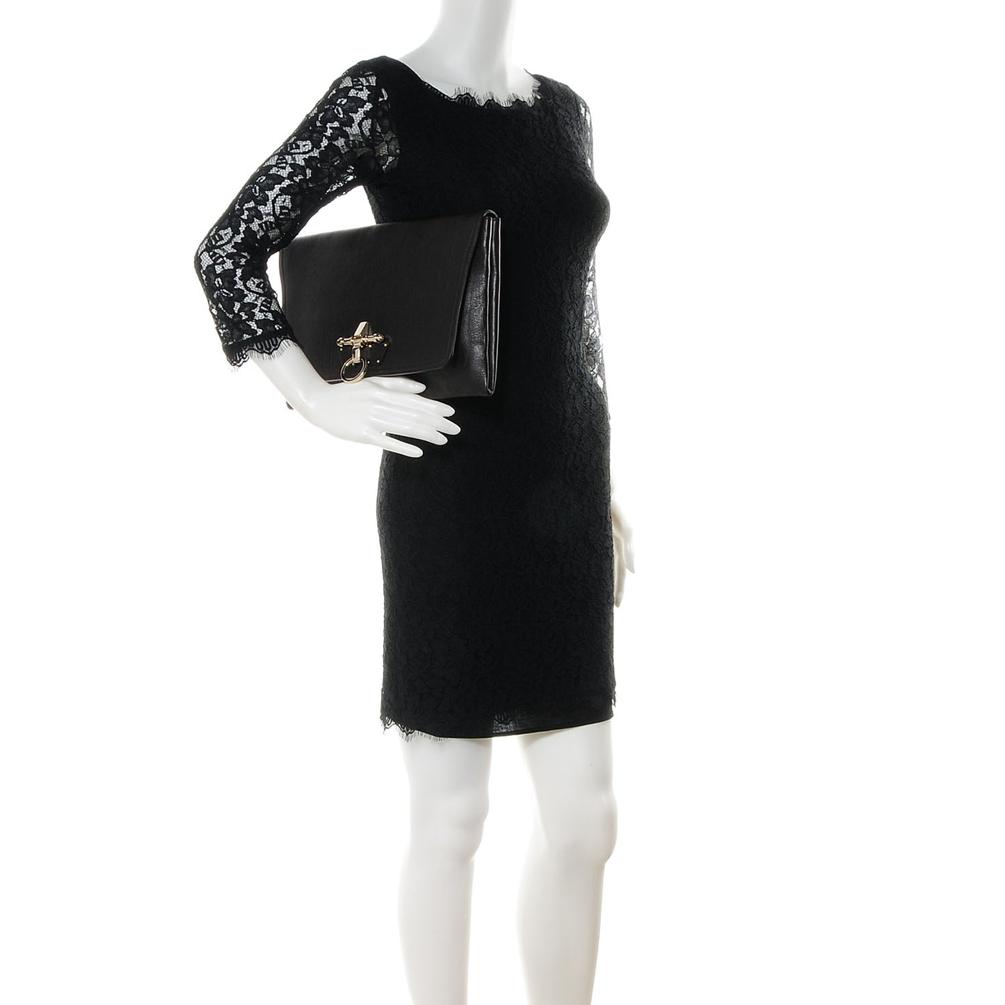 Textured Calfskin Obsedia Clutch Black