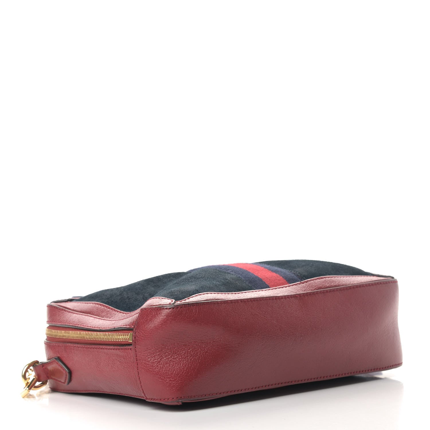 Gucci Suede Calfskin Web Small Ophidia Top Handle Shoulder Bag New Blue Romantic Cherry 3 of 11