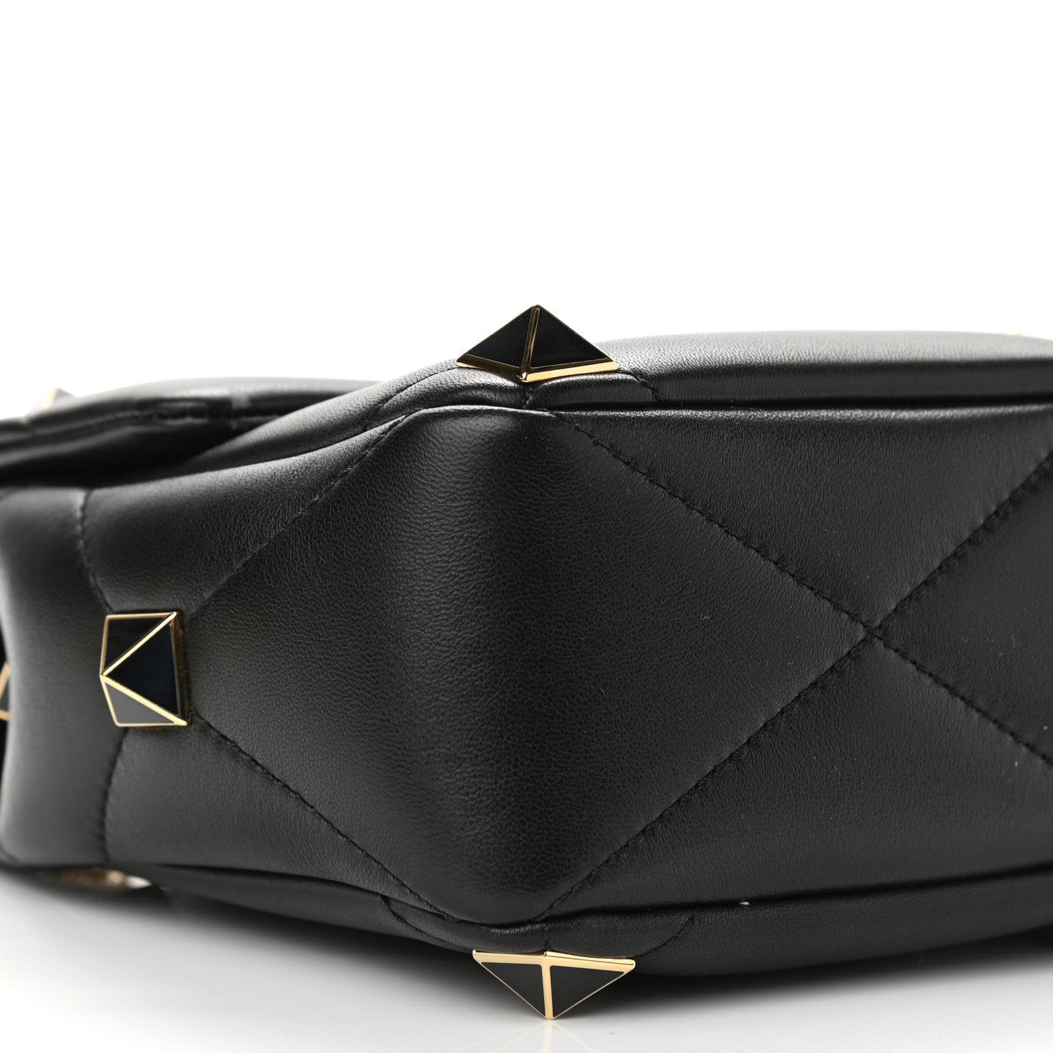 Valentino Garavani Nappa Enamel Medium Roman Stud Shoulder Bag Black 8 of 10