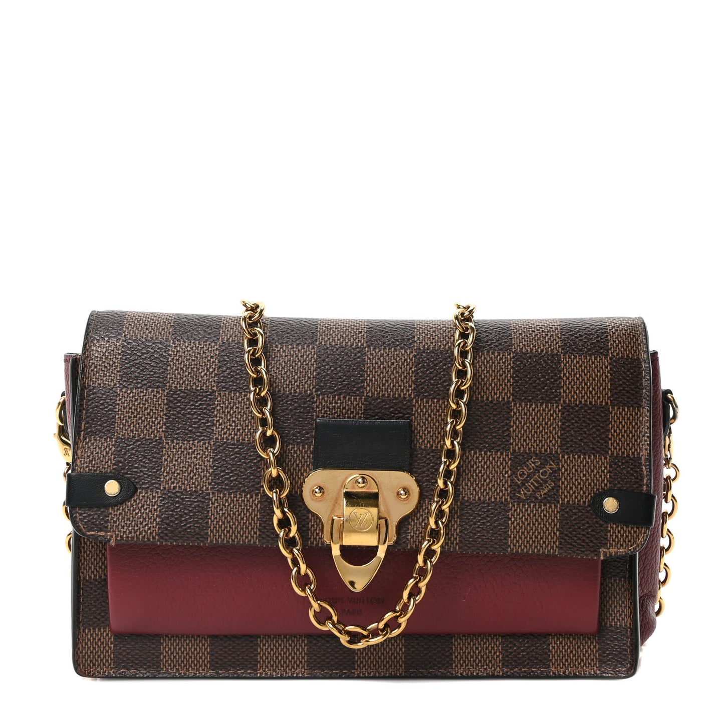 Damier Ebene Vavin Chain Wallet Red