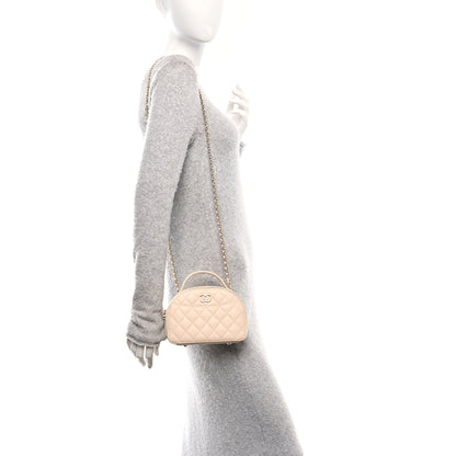 Chanel Caviar Quilted Top Handle Vanity Case Light Beige 2 of 11