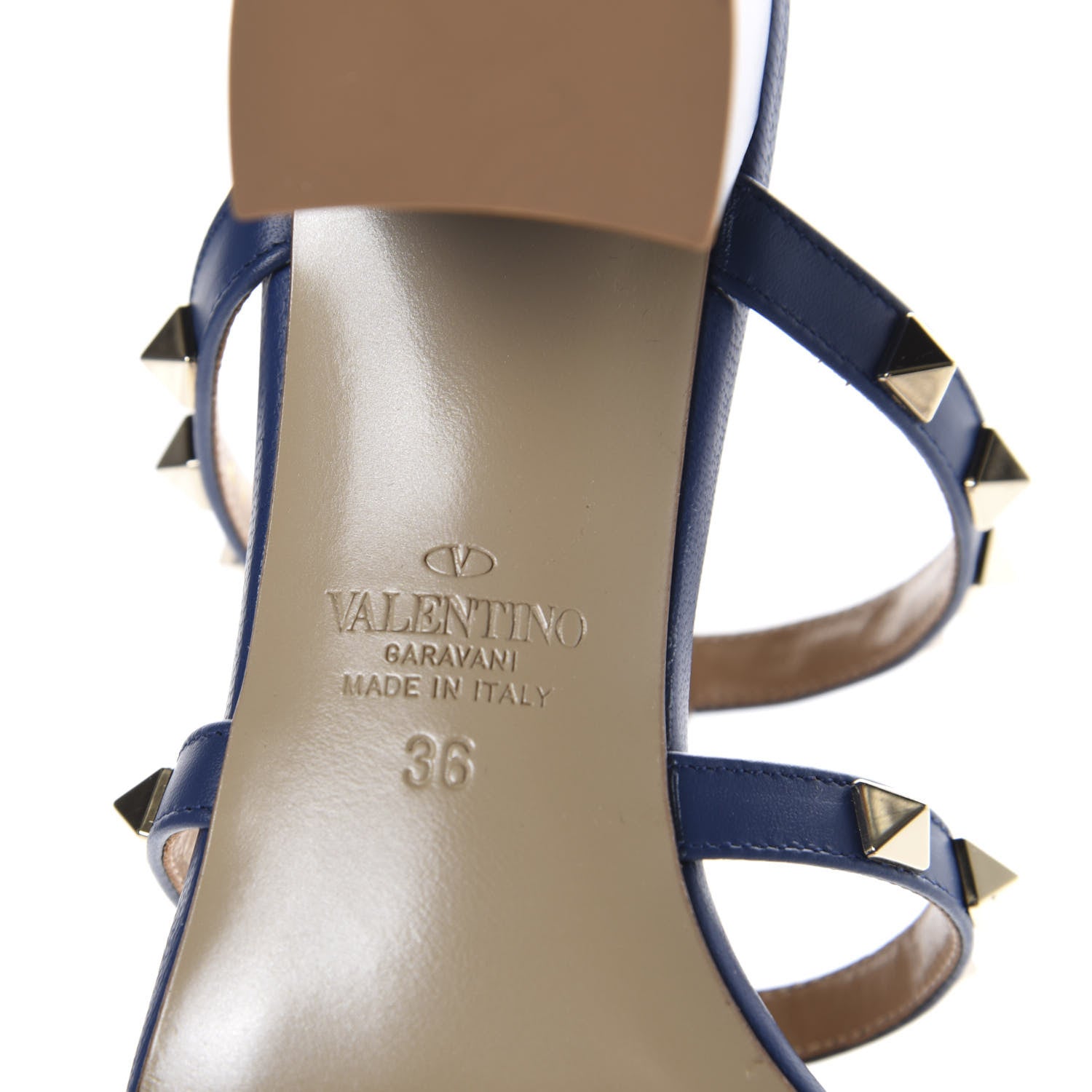 Valentino Garavani Calfskin Rockstud 60mm Caged Slide Sandals 36 Light Ocean 9 of 10