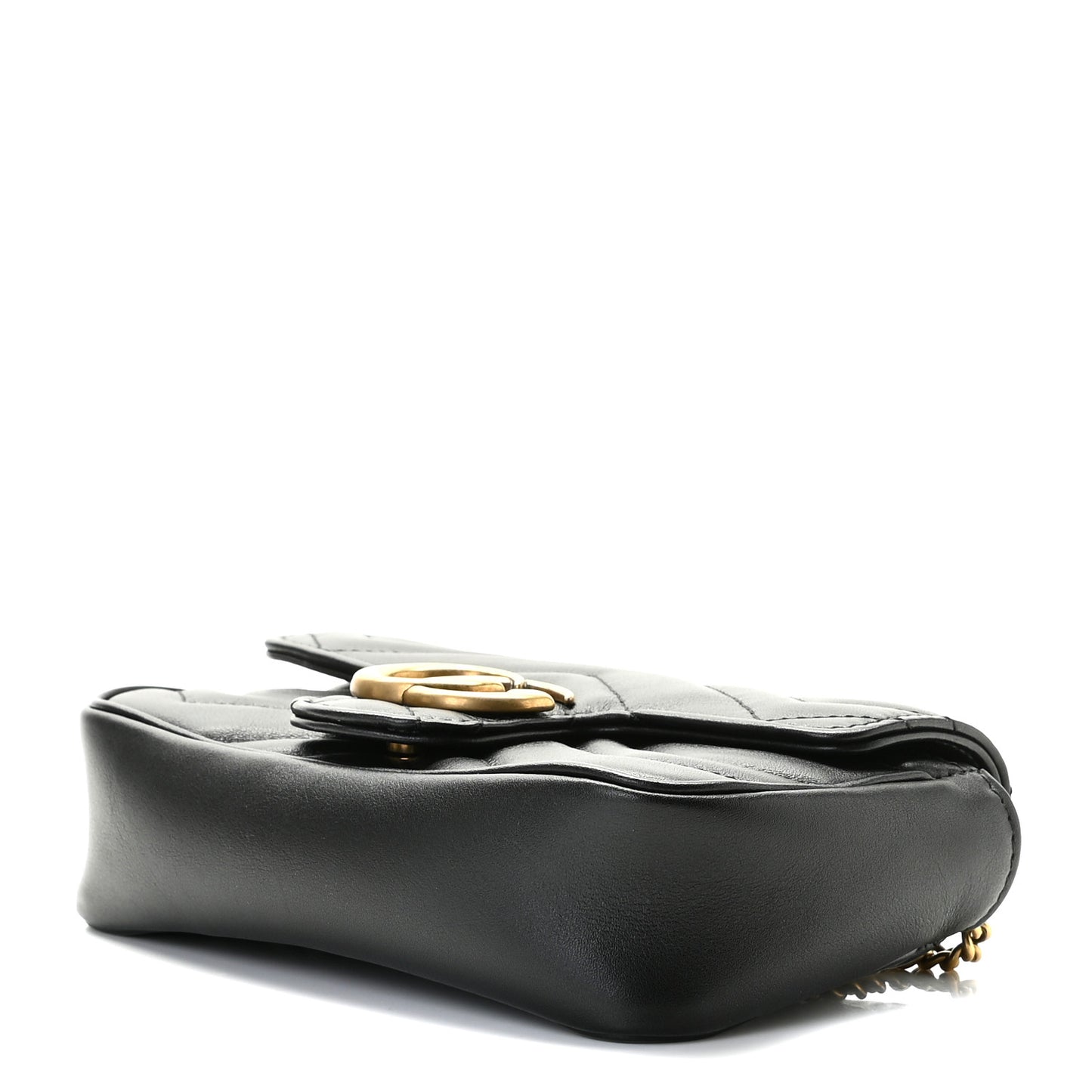 Calfskin Matelasse Super Mini GG Marmont Shoulder Bag Black
