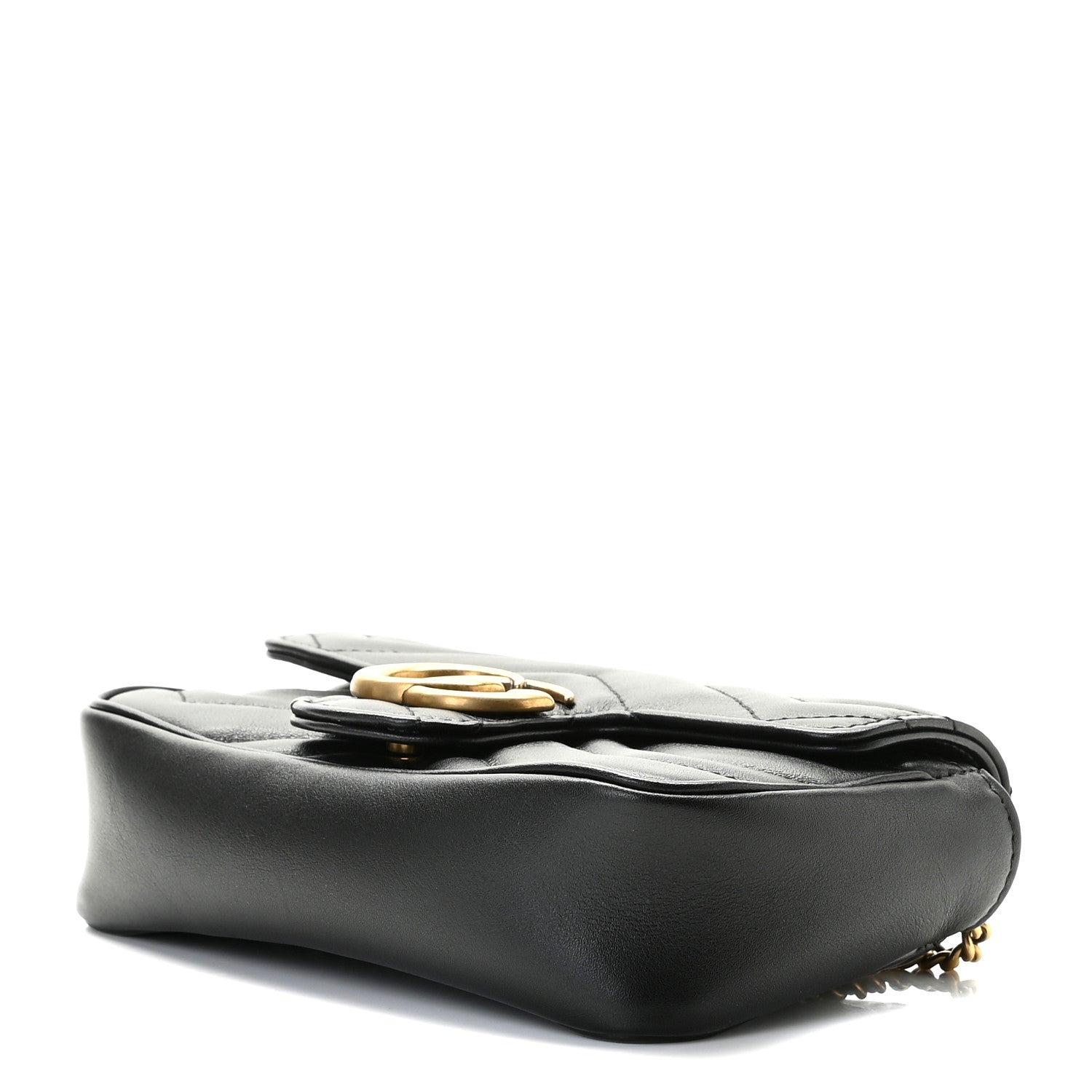 Gucci Calfskin Matelasse Super Mini GG Marmont Shoulder Bag Black 6 of 9