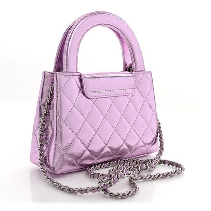 Chanel Metallic Aged Calfskin Quilted Nano Kelly Shopper Pink 3 of 11
