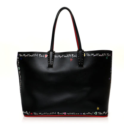 Christian Louboutin Calfskin Beautiful Red East West Cabata Tote Black Multicolor 2 of 12