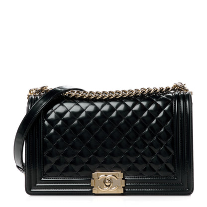 Chanel Iridescent Glazed Calfskin Quilted New Medium Boy Flap Black 1 of 11