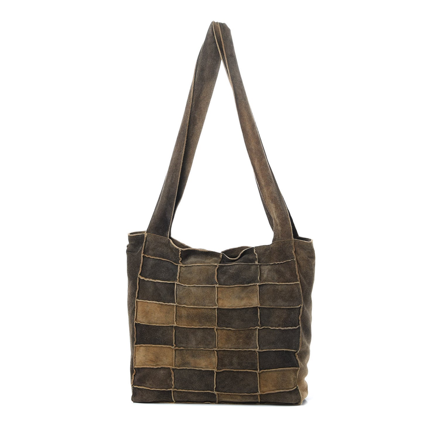 Suede Patchwork Shoulder Bag Brown