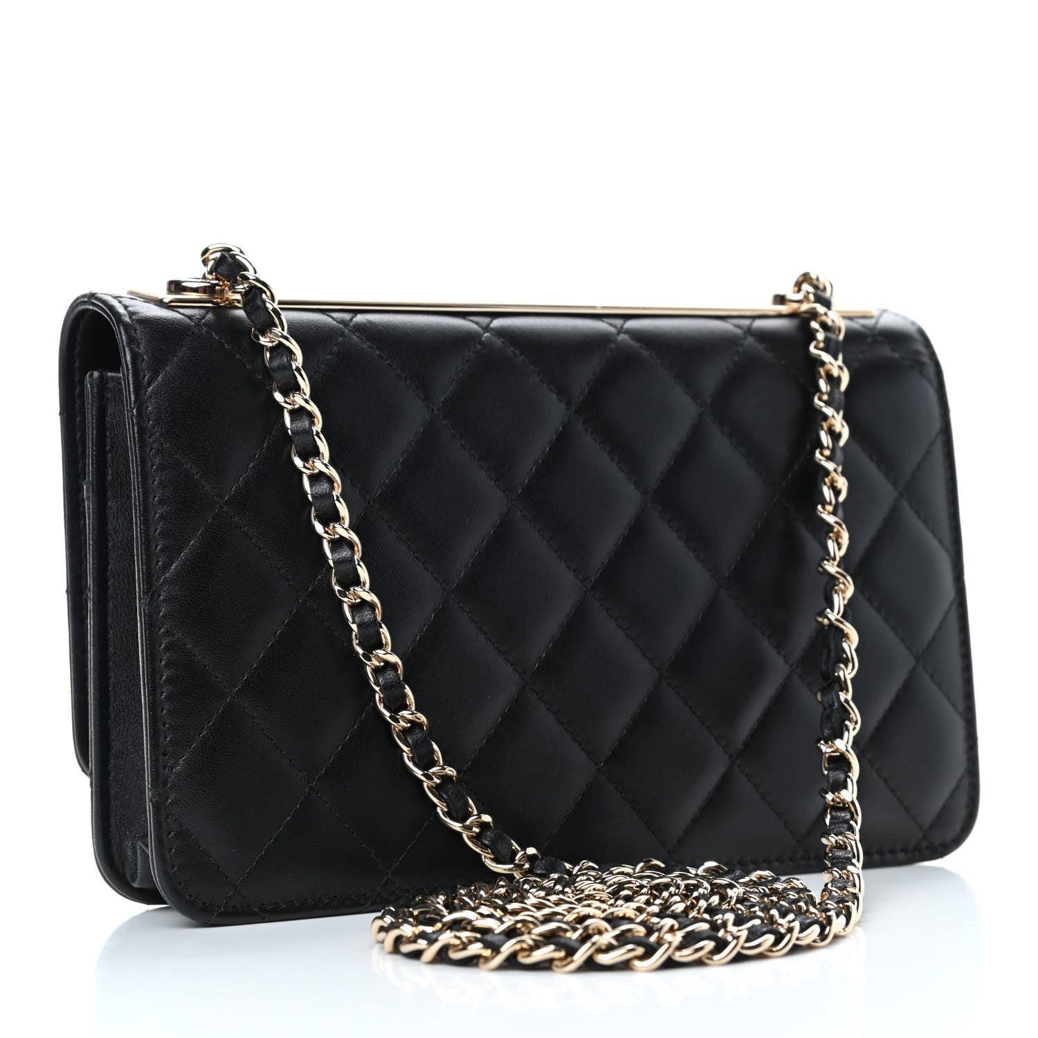 Chanel Lambskin Quilted Trendy CC Wallet On Chain WOC Black 2 of 4