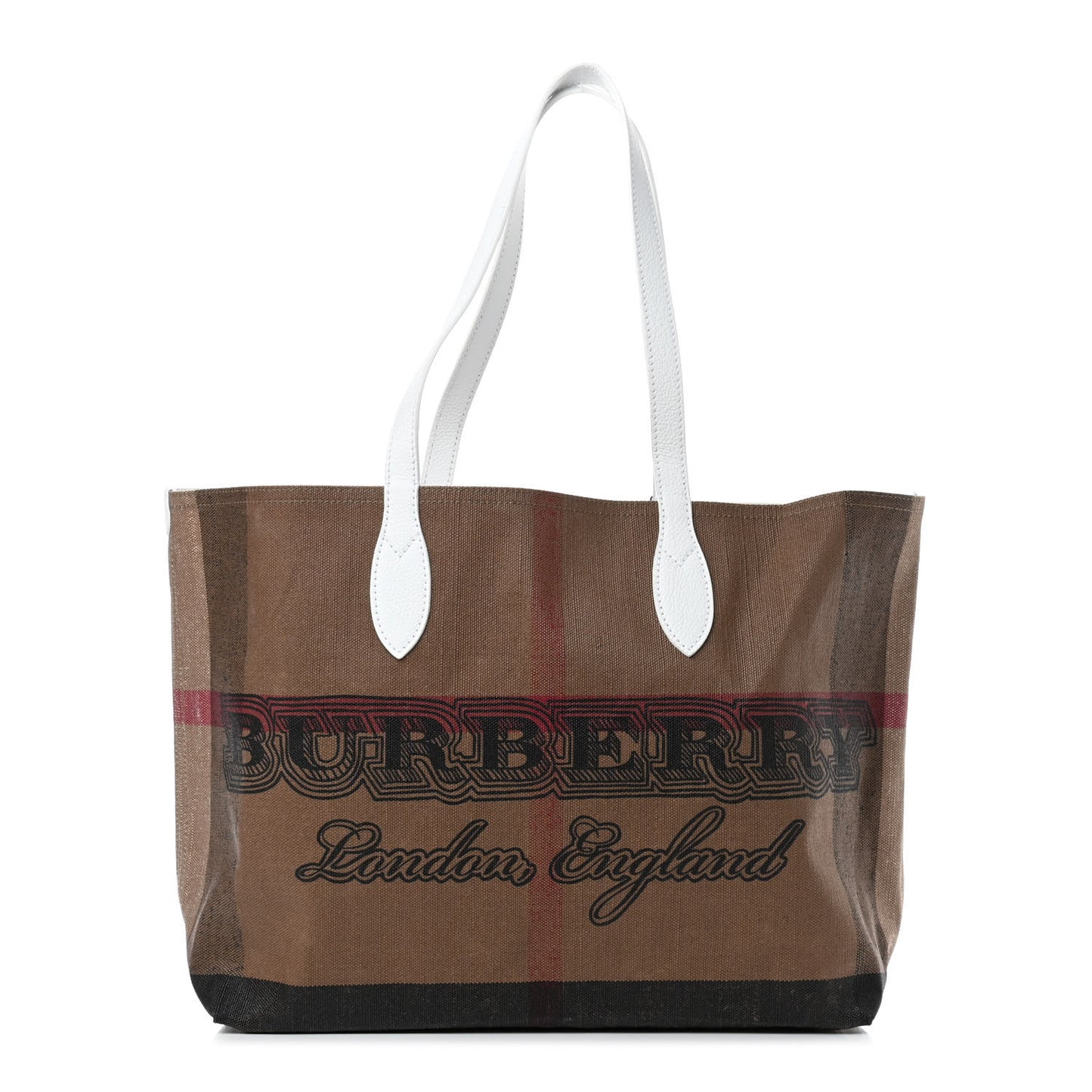 Coated Canvas Mega Check Medium Doodle Tote White