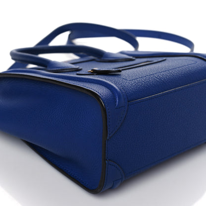 Celine Drummed Calfskin Nano Luggage Indigo 9 of 10