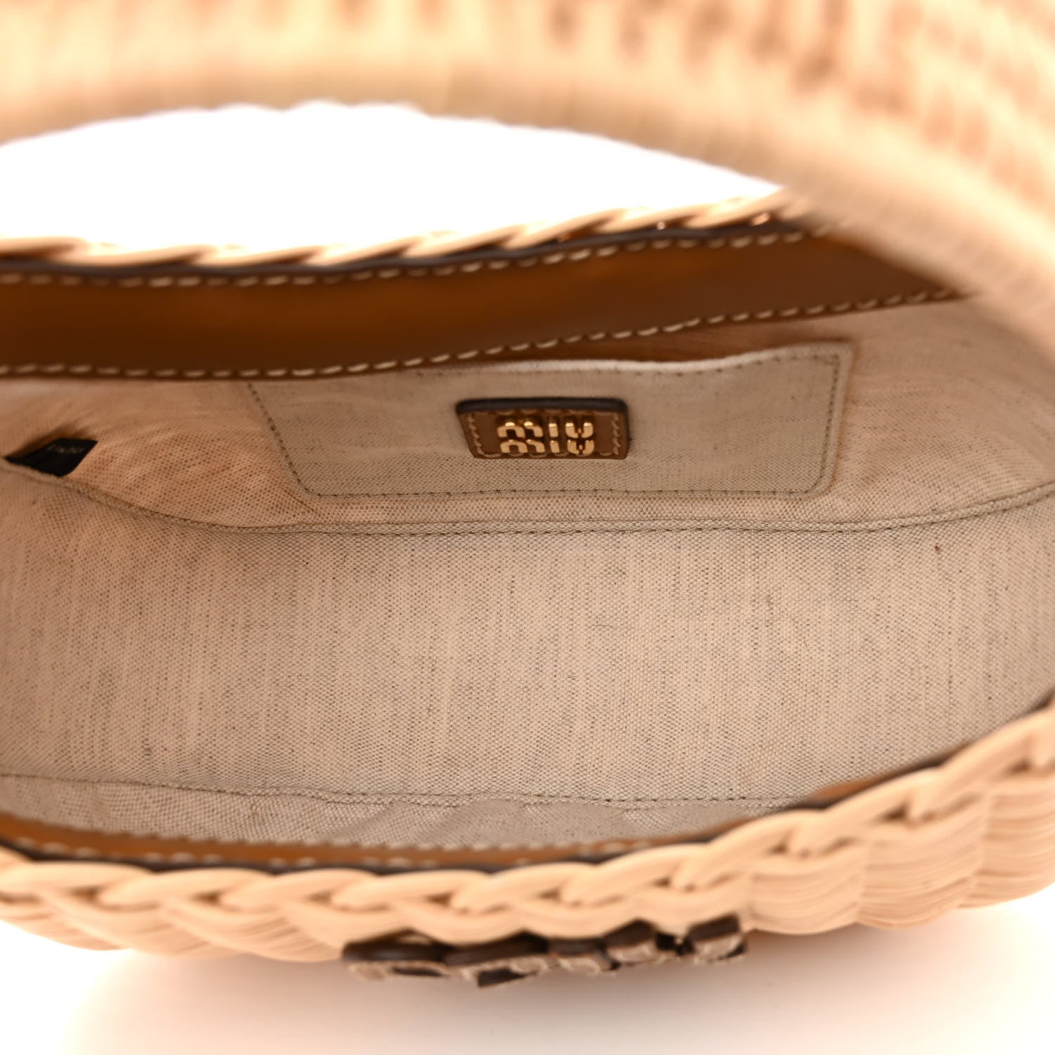 Miu Miu Wicker Wander Hobo Tan 5 of 10