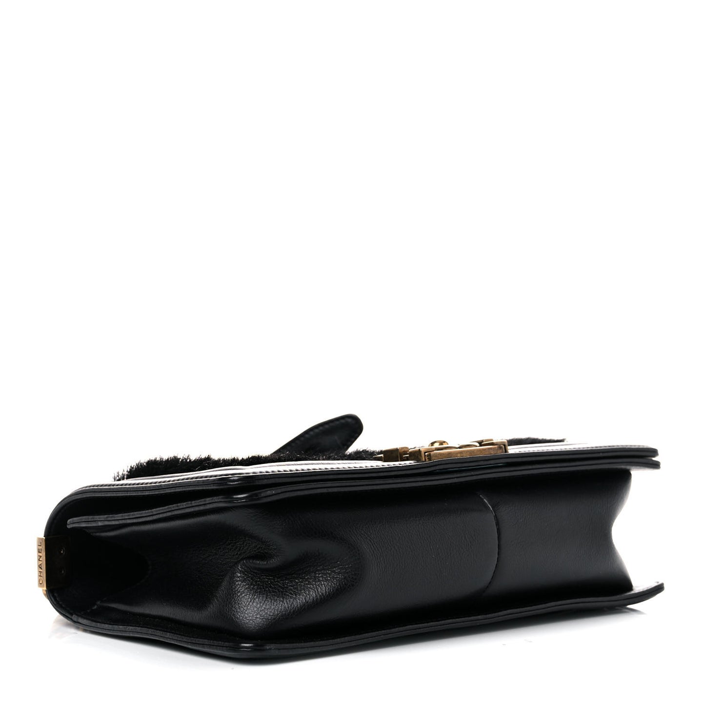 Fur Calfskin Small Boy Flap Black
