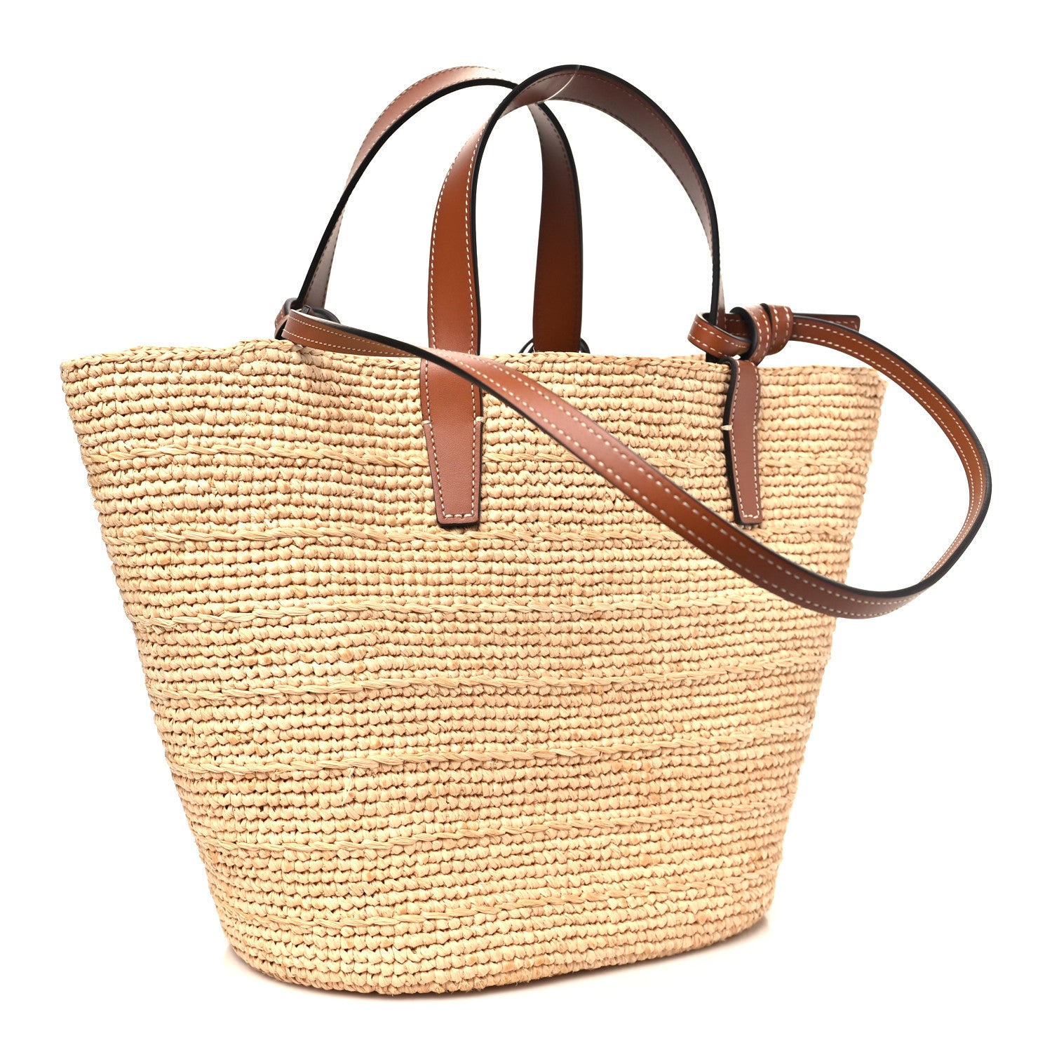 Celine Raffia Calfskin Triomphe Teen Panier Tan 4 of 10