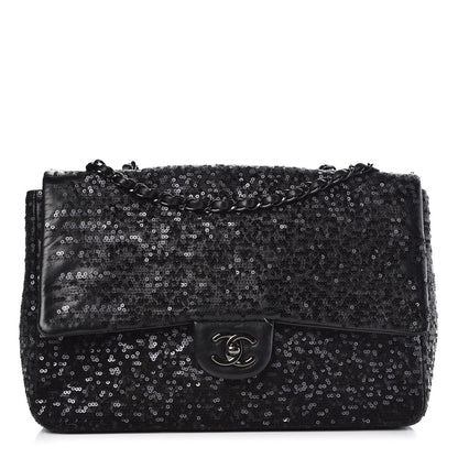 Chanel Sequin Lambskin Jumbo Moonlight on Water Flap Black 1 of 12