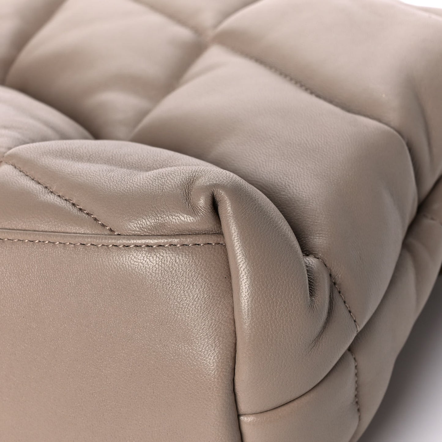 Lambskin Quilted Medium Loulou Puffer Monogram Chain Satchel Dark Beige