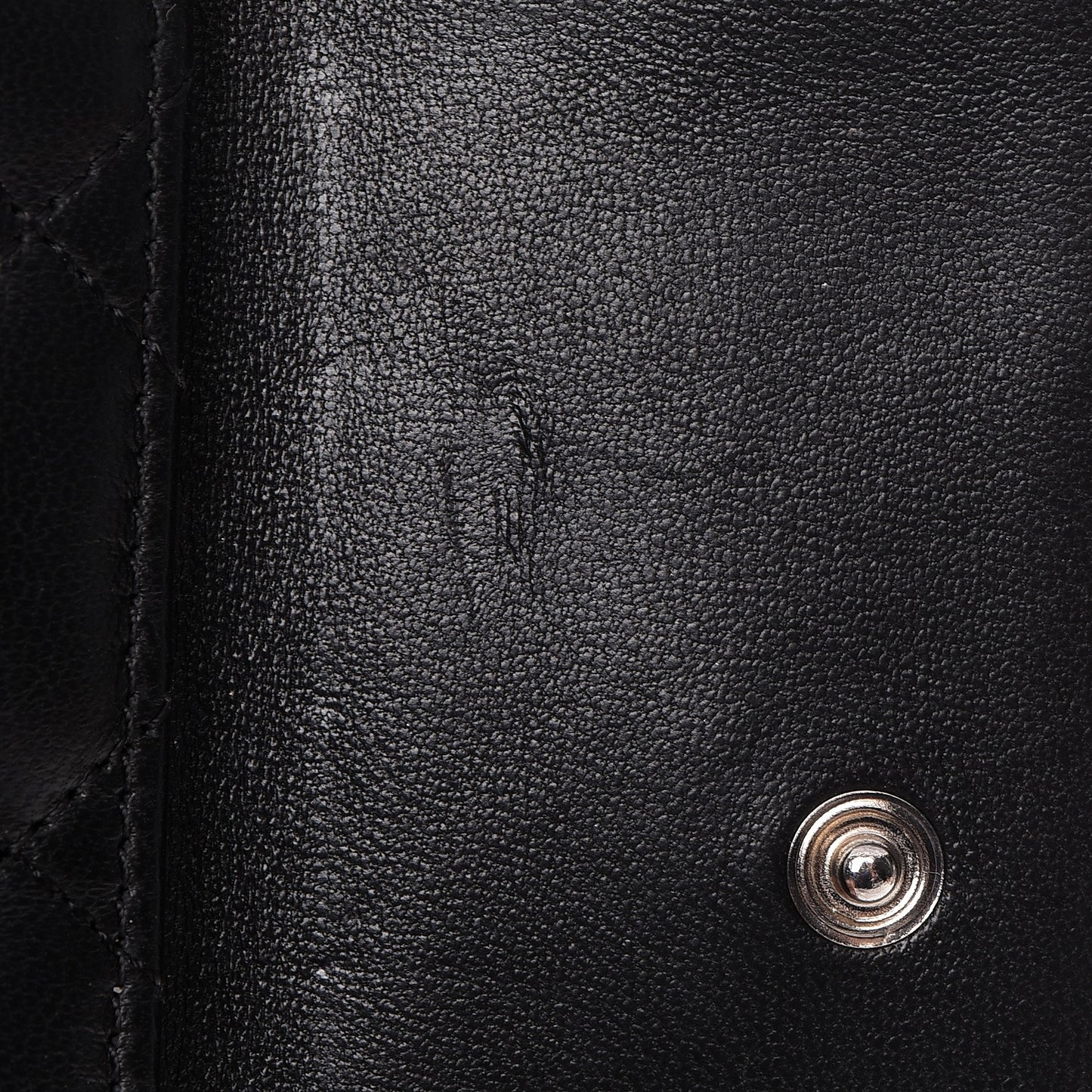 Lambskin Quilted Compact French Flap Wallet Black
