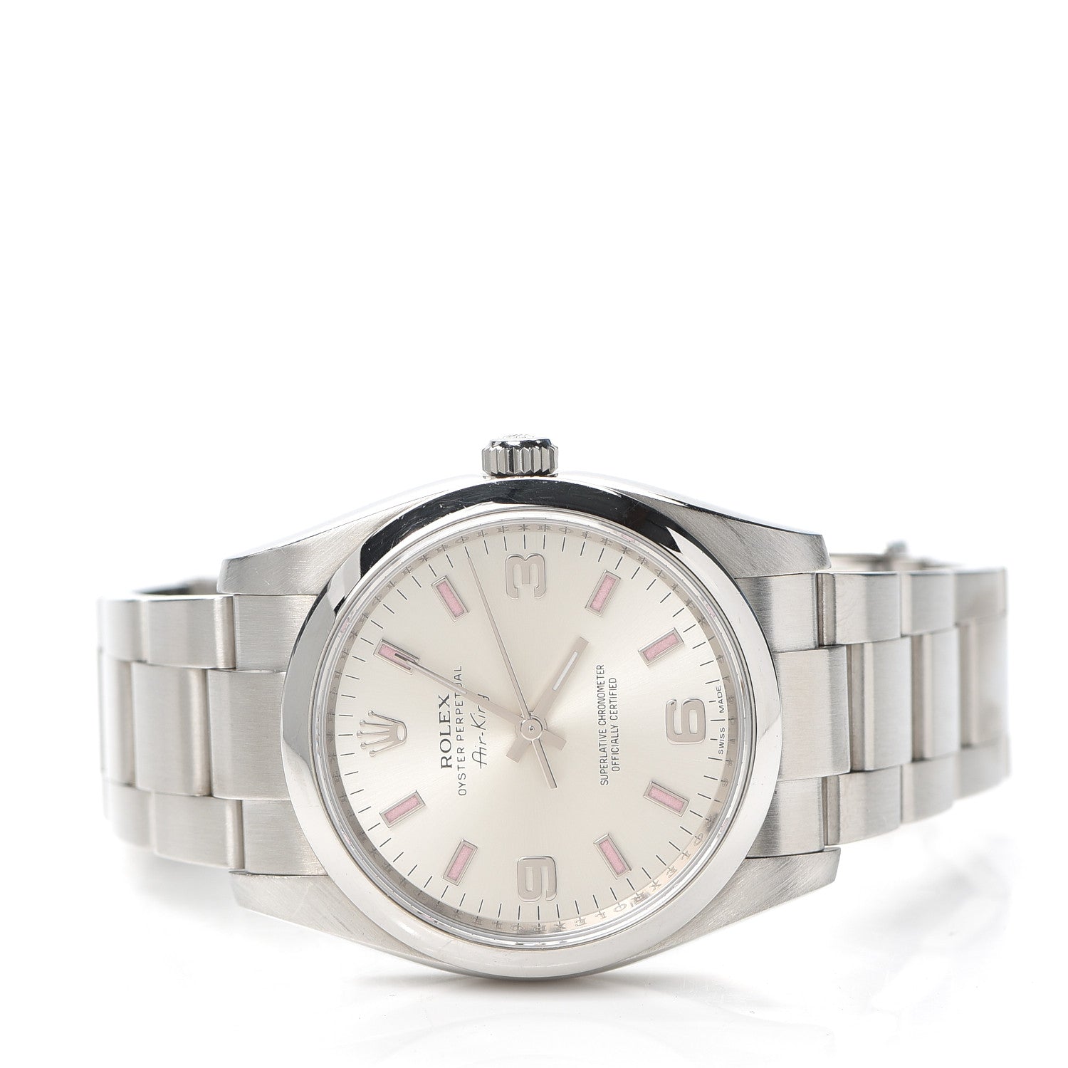 Rolex Stainless Steel 34mm Oyster Perpetual Air-King Watch Pink Index 114200 2 of 5