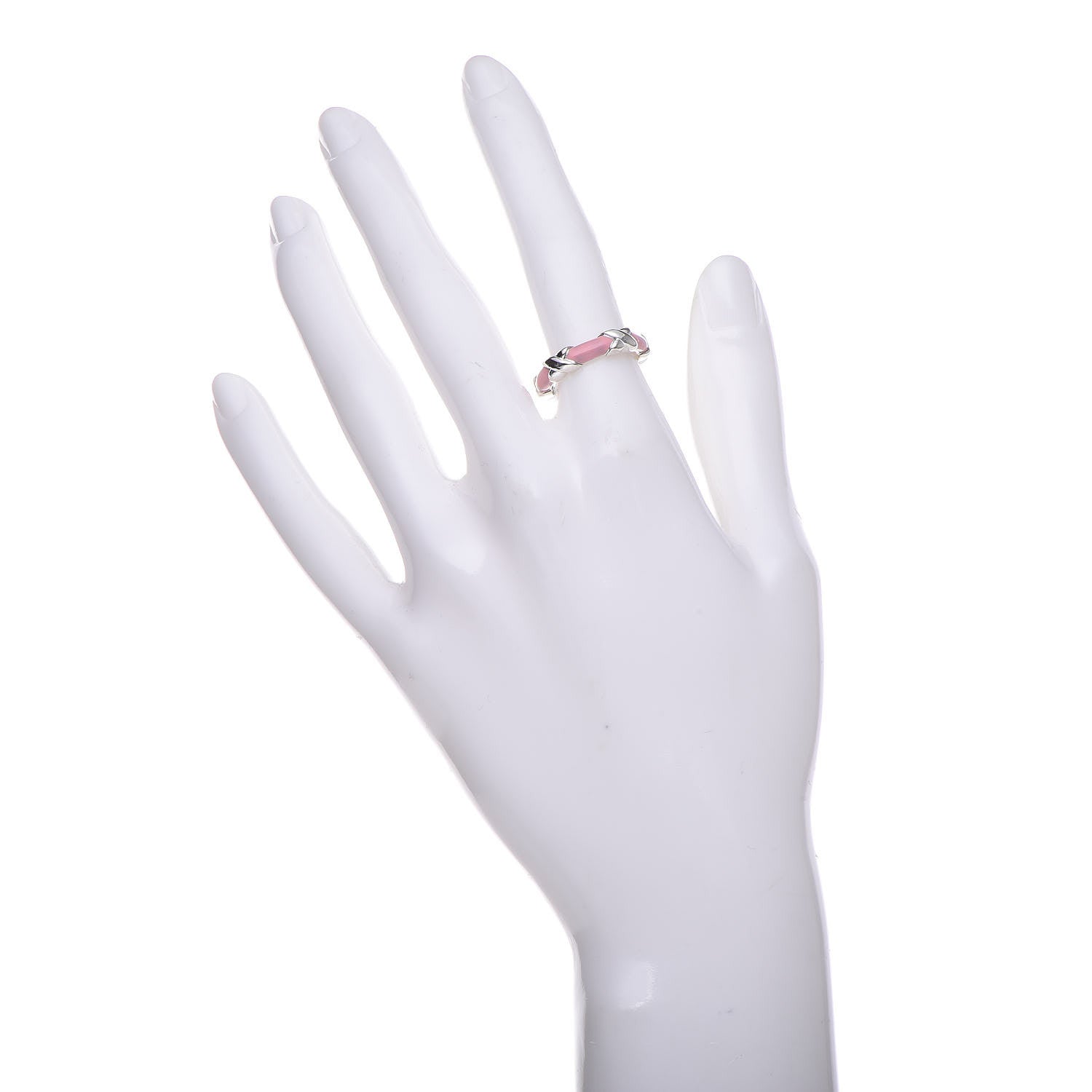Tiffany Sterling Silver Enamel Signature X Ring 52 6 Pink 2 of 4